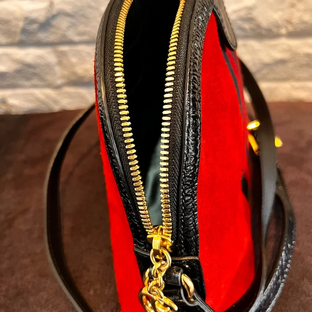 Gucci Vintage Red Suede β Small Ophidia Dome Crossbody Bag - Picture 15 of 17